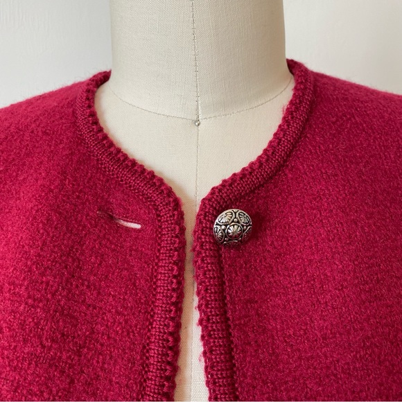 Vintage EUC 80’s CARROLL REED Wool Cropped Cardigan Sweater Small Red - Picture 8 of 16